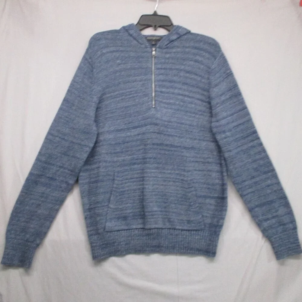 Banana Republic Full Zip Hoodie Sweater‎ Heather Dark Blue Men Size | L